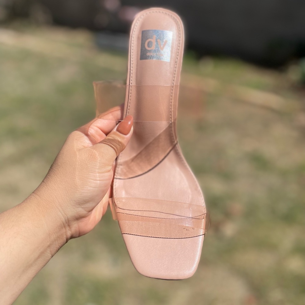 DV Dolce Vita Selsta Strappy Sandals Clear Blush Double Strap Block Heel size 10 - Picture 12 of 12
